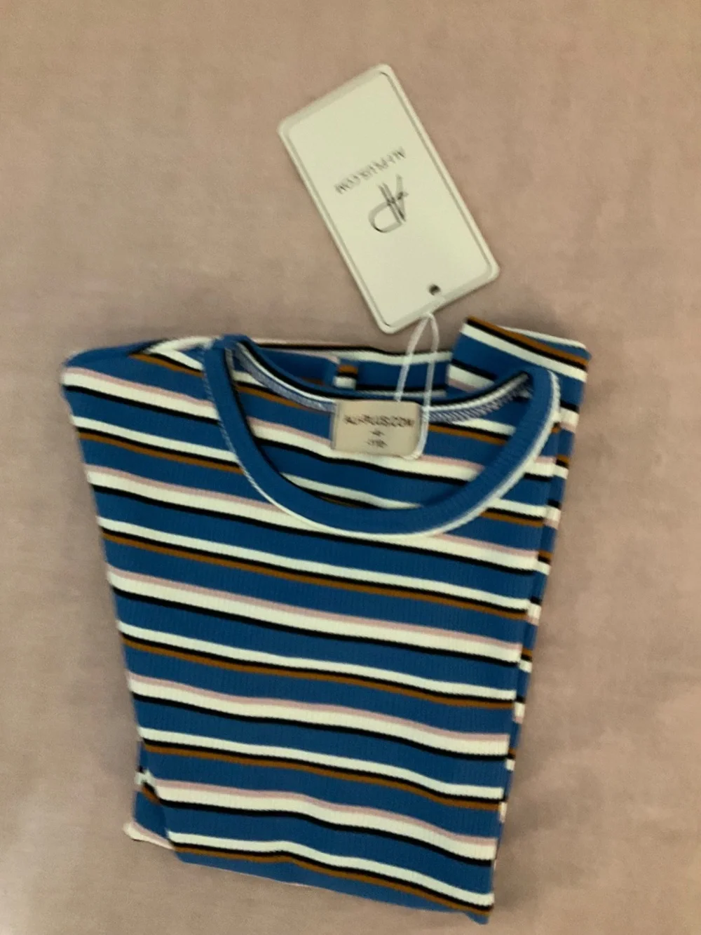 NWT Ali Plus Denim Stripe Tee 4T Girl Short Sleeves